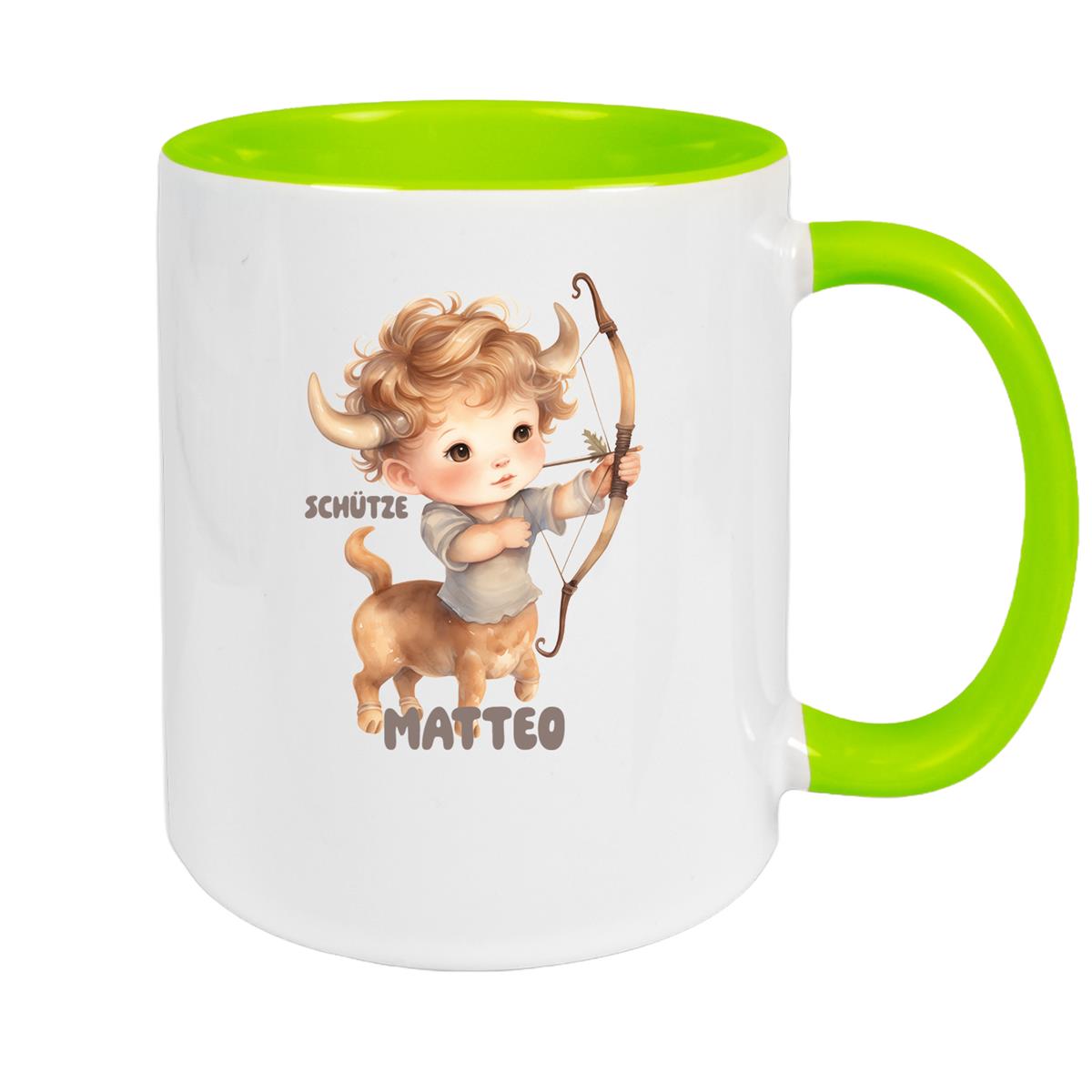 Tasse Sternzeichen Kinder Schütze 1 Wunschname Keramik Kinderbecher personalisiert versch. Farben
