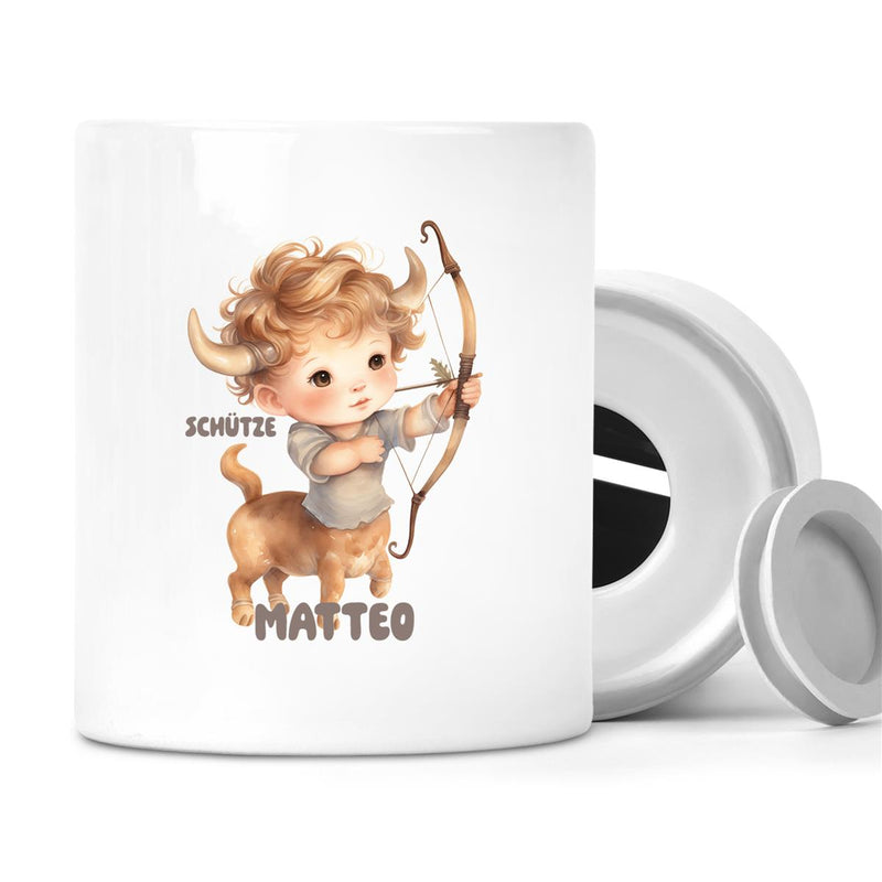Money Box with Custom Name Zodiac Sign Sagittarius 1 Personalized