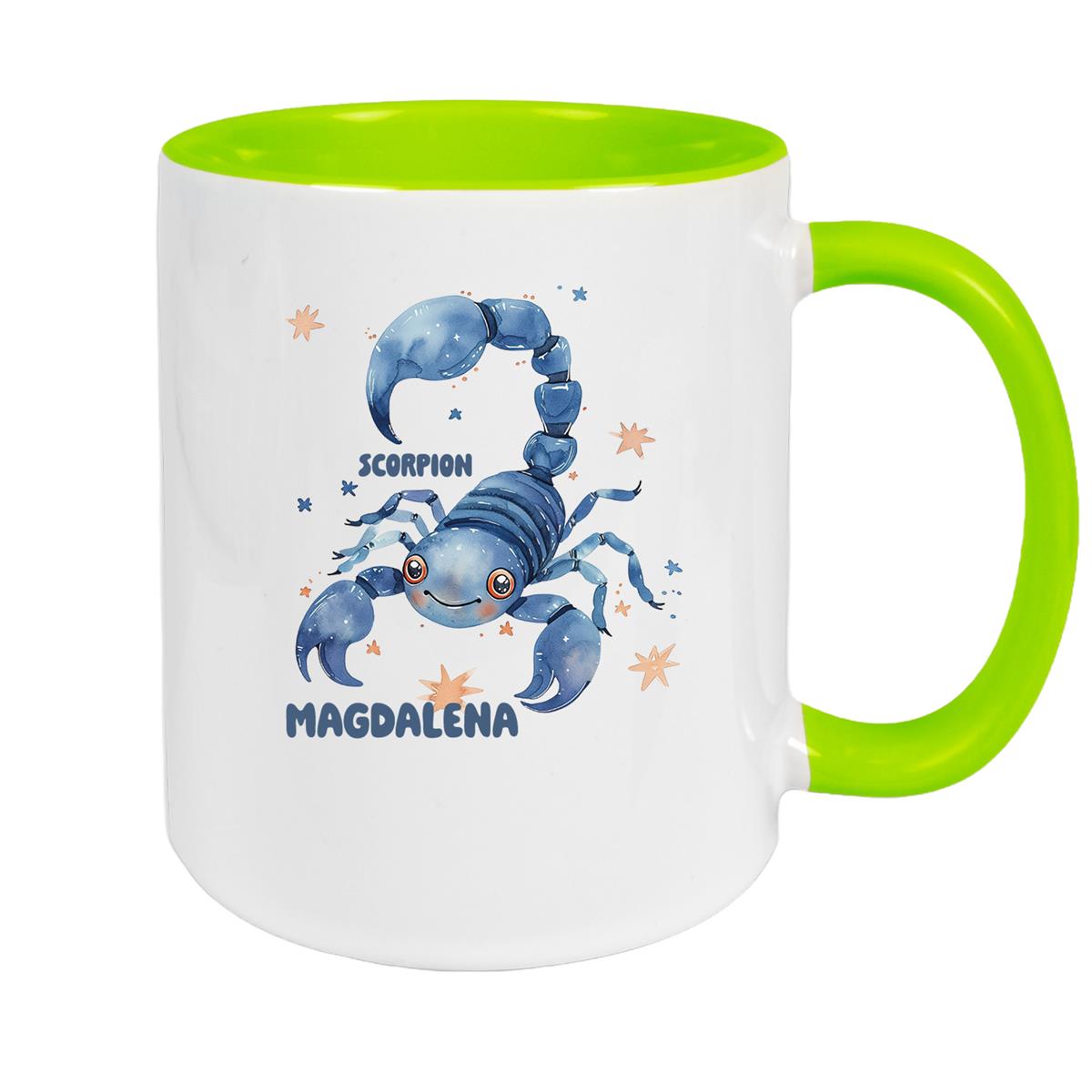 Scorpio Zodiac Sign Children's Mug with Custom Name, Ceramic Kids' Cup, Personalized, Various Colors