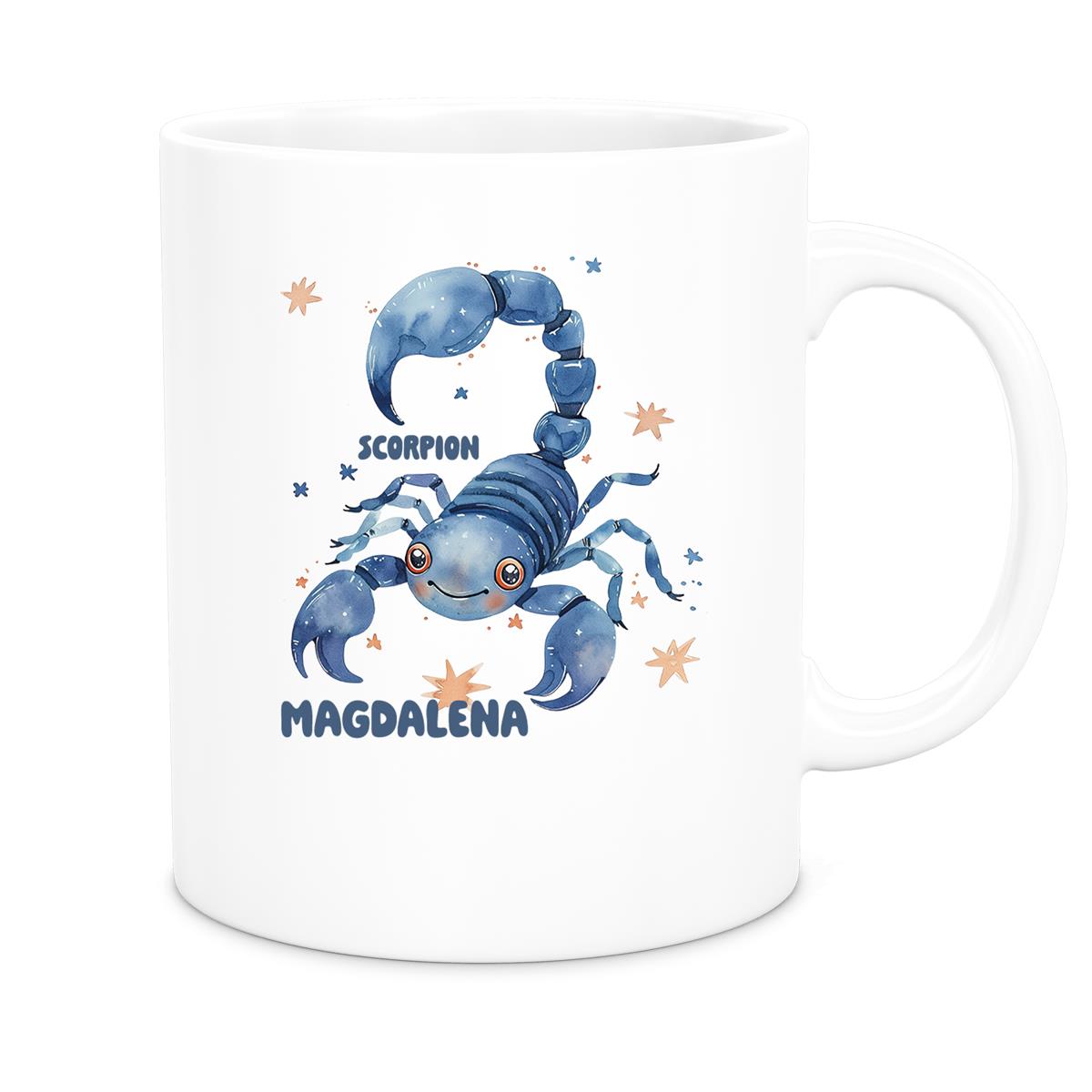 Scorpio Zodiac Sign Children's Mug with Custom Name, Ceramic Kids' Cup, Personalized, Various Colors