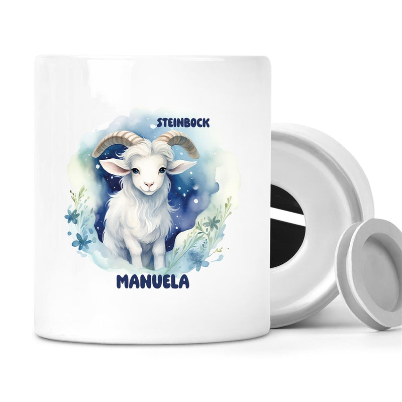 Piggy bank with desired name Zodiac sign Capricorn 1 personalized