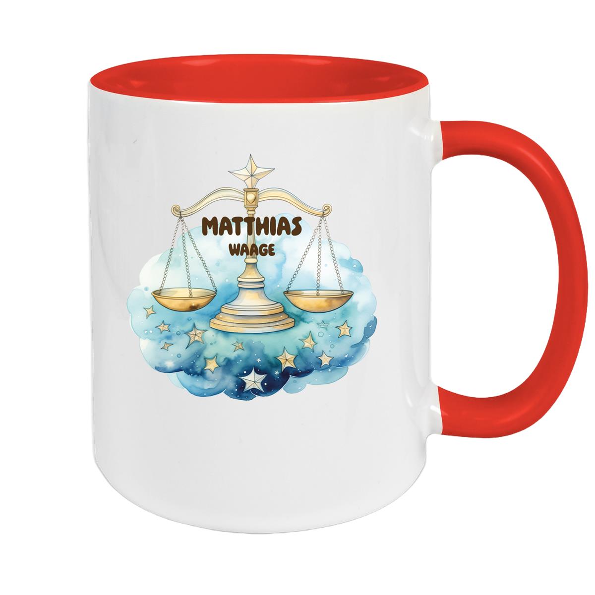 Tasse Sternzeichen Kinder Waage 1 Wunschname Keramik Kinderbecher personalisiert versch. Farben