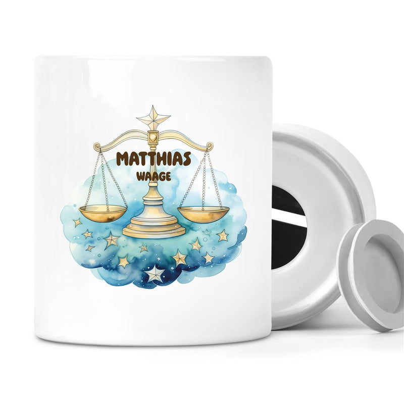 Piggy bank with desired name Zodiac sign Libra 1 personalized