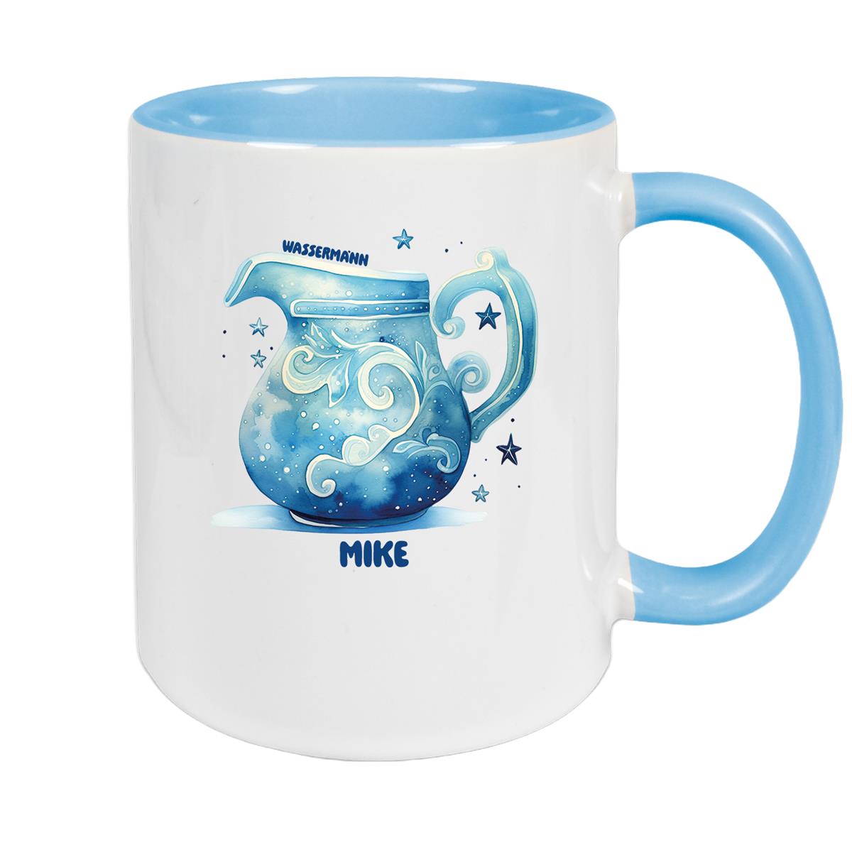 Tasse Sternzeichen Kinder Wassermann 1 Wunschname Keramik Kinderbecher personalisiert versch. Farben