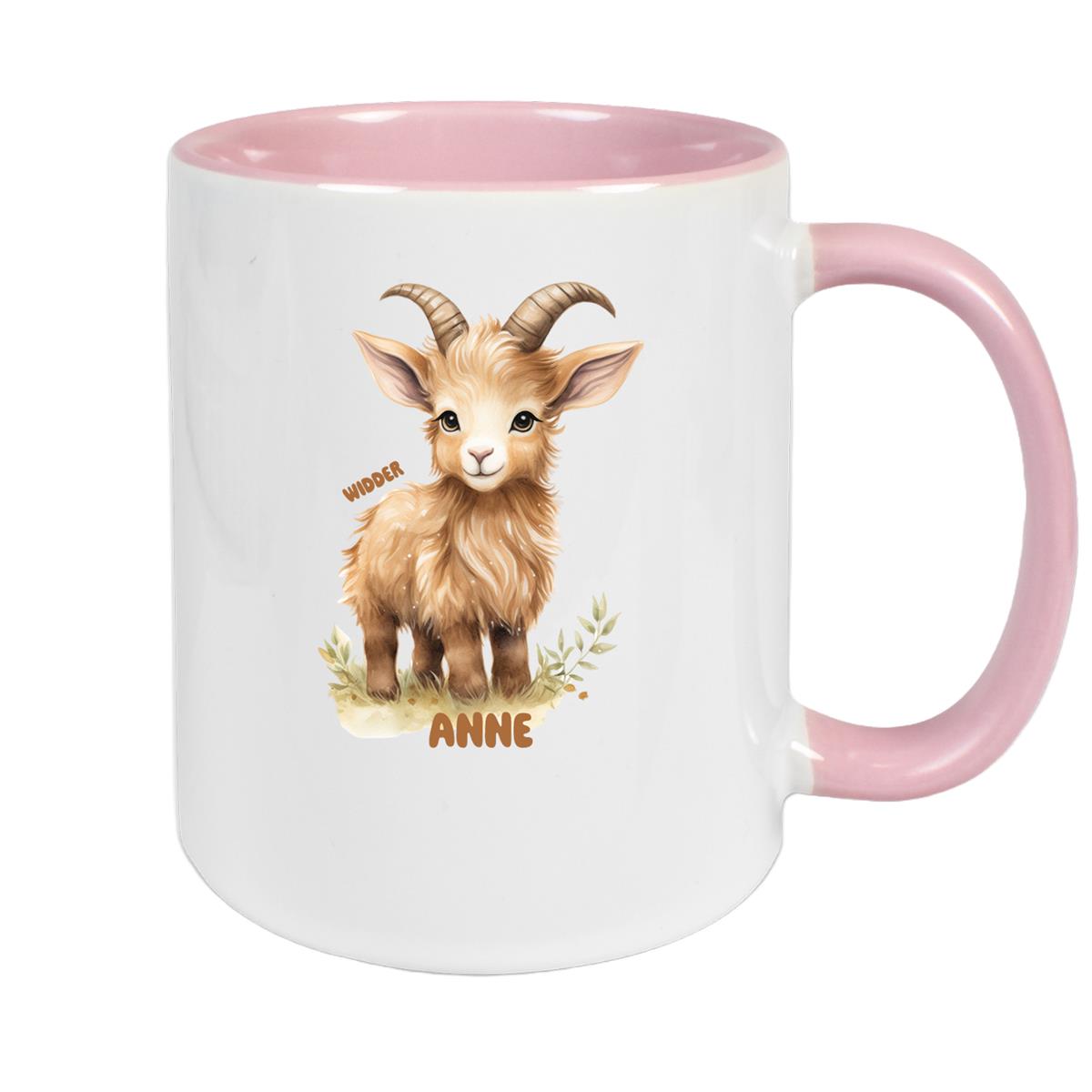 Tasse Sternzeichen Kinder Widder 1 Wunschname Keramik Kinderbecher personalisiert versch. Farben