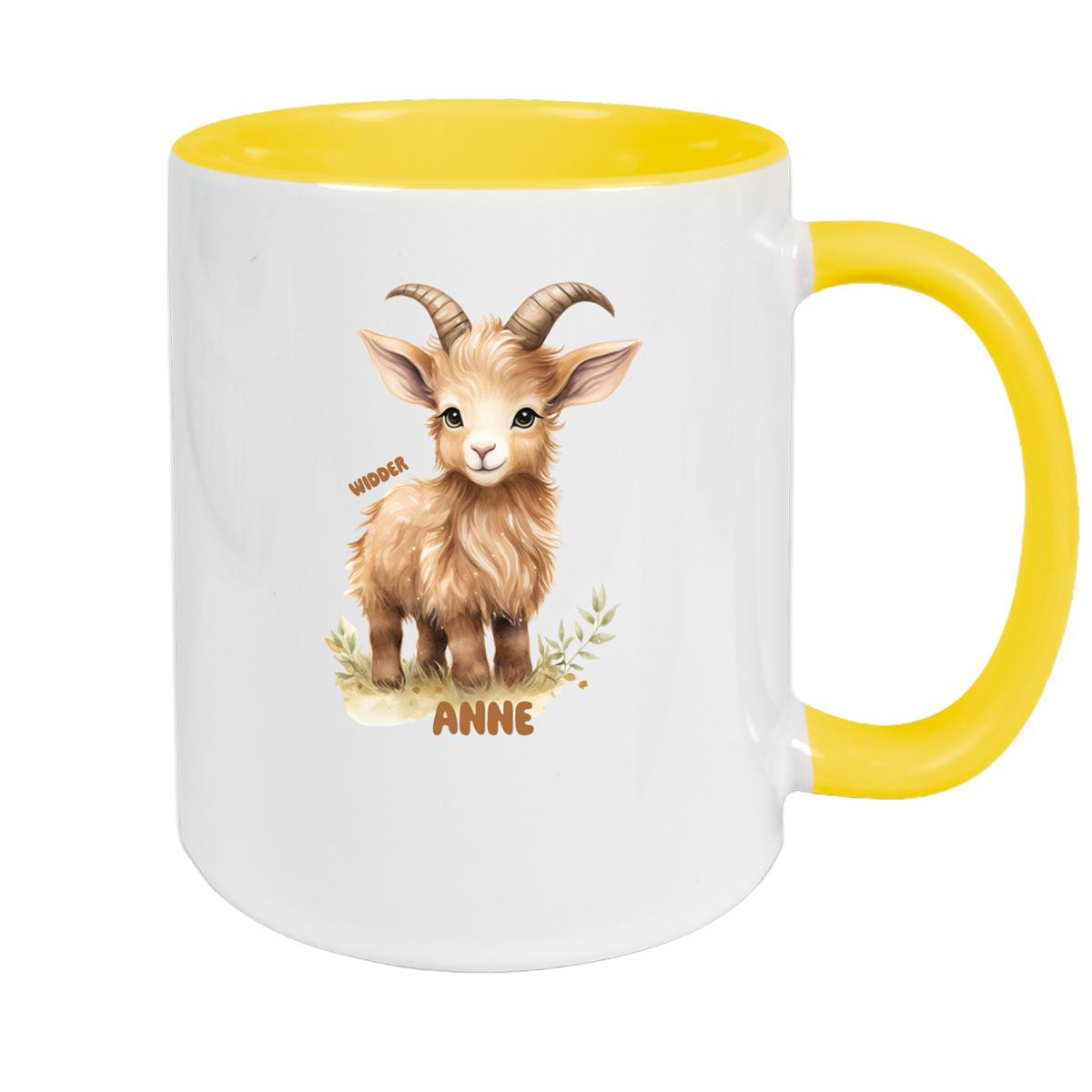 Tasse Sternzeichen Kinder Widder 1 Wunschname Keramik Kinderbecher personalisiert versch. Farben