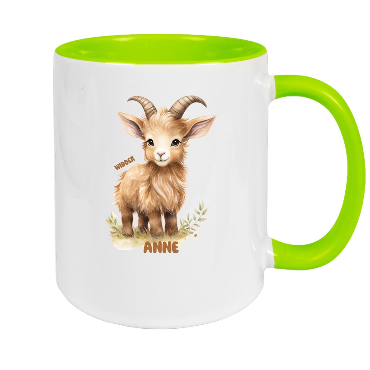 Tasse Sternzeichen Kinder Widder 1 Wunschname Keramik Kinderbecher personalisiert versch. Farben