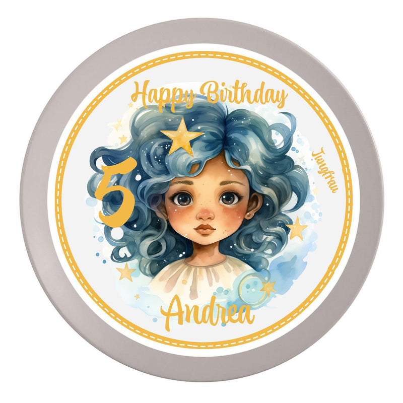 Cake Topper Birthday Zodiac Virgo 1 Name & Number (20cm) Fondant Paper