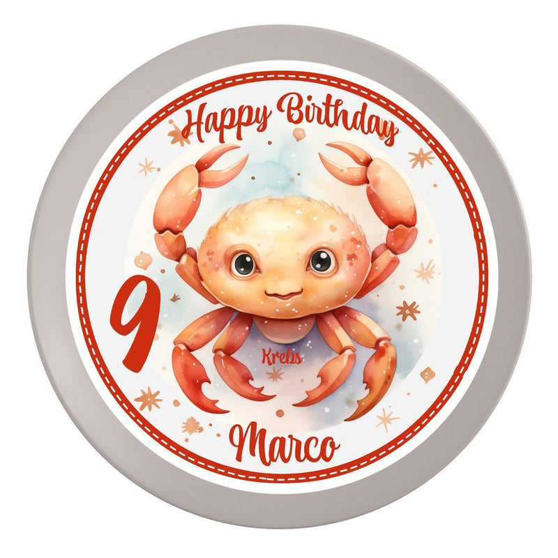 Edible Cake Topper Birthday Zodiac Sign Cancer 1 Name & Number (20cm) Fondant Paper