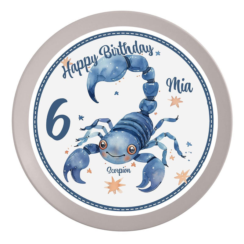 Edible Cake Topper Birthday Scorpio 1 Name & Number (20cm) Fondant Paper