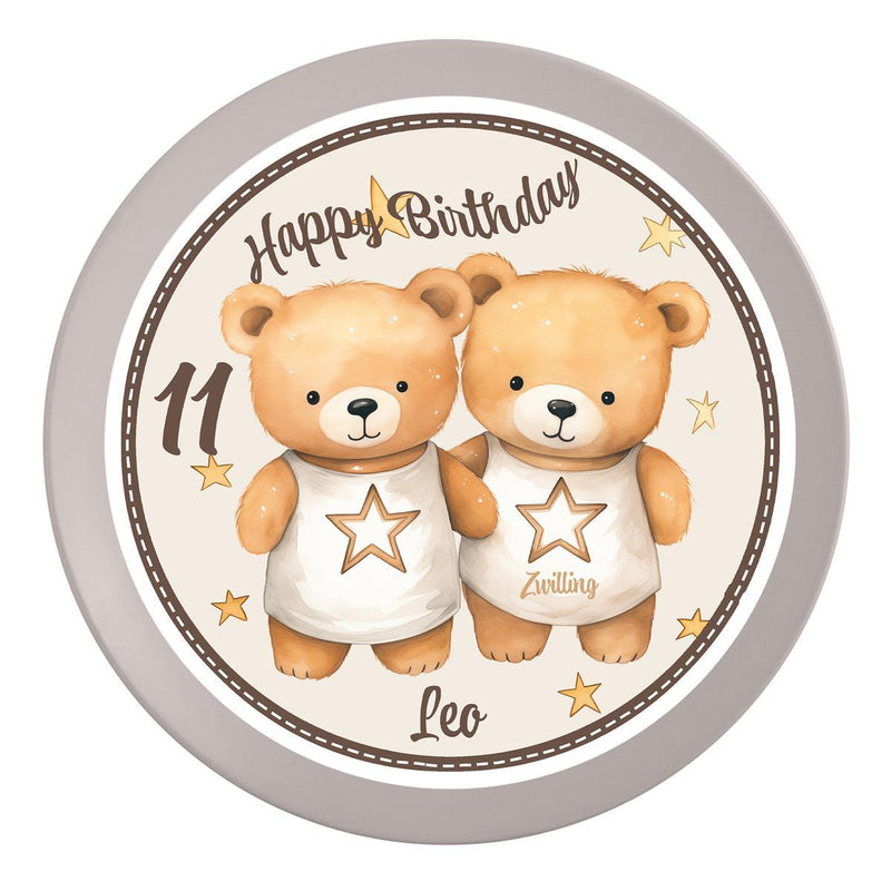 Cake Topper Birthday Zodiac Gemini 1 Name & Number (20cm) Fondant Paper