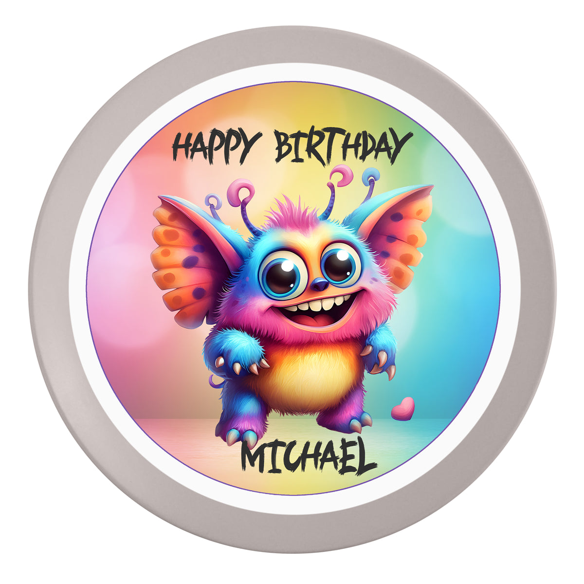 Tortenaufleger Geburtstag Kleines-Monster 2 Name & Zahl (20cm) Fondant Papier