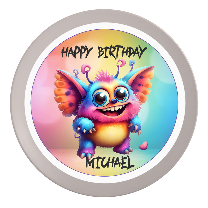 Tortenaufleger Geburtstag Kleines-Monster 2 Name & Zahl (20cm) Fondant Papier