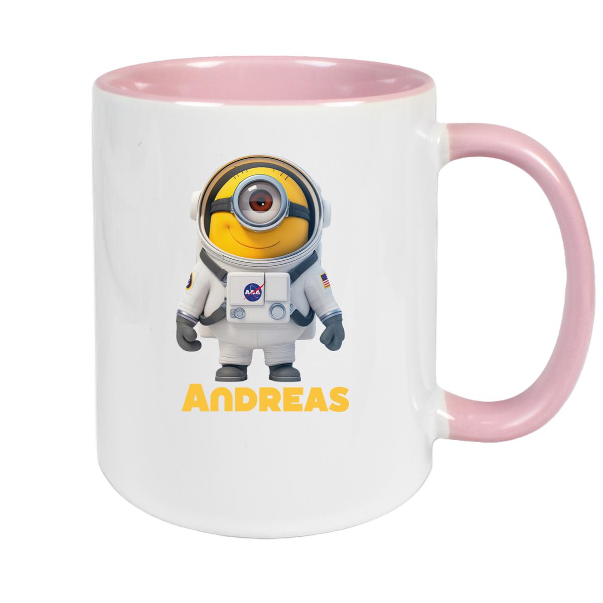 Tasse Minions Kinder Minion 3 Astronaut Wunschname Keramik Kinderbecher personalisiert versch. Farben