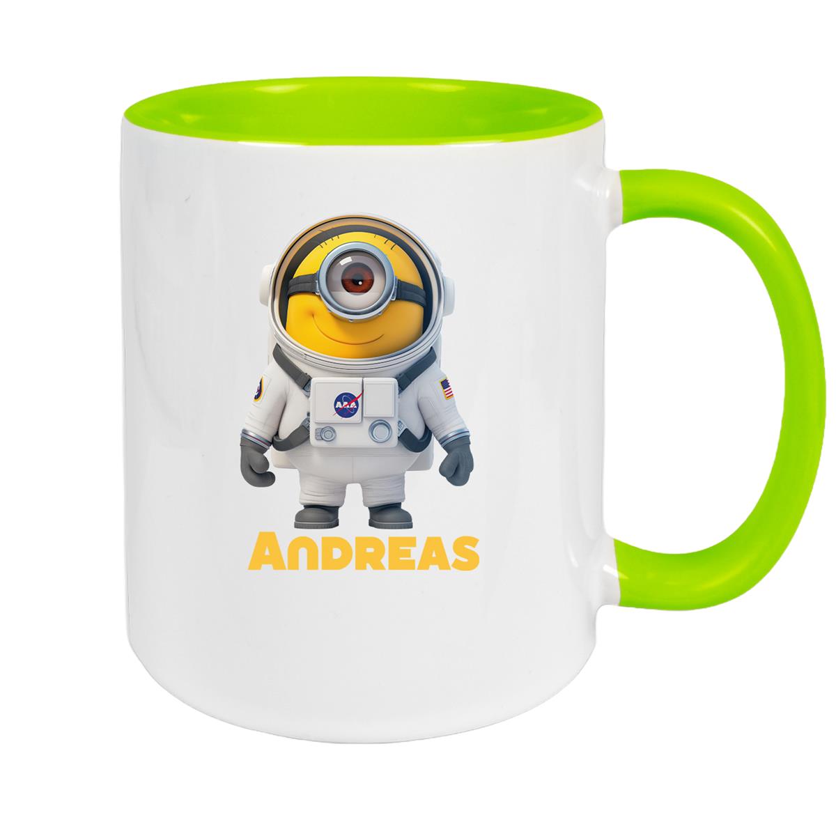 Tasse Minions Kinder Minion 3 Astronaut Wunschname Keramik Kinderbecher personalisiert versch. Farben