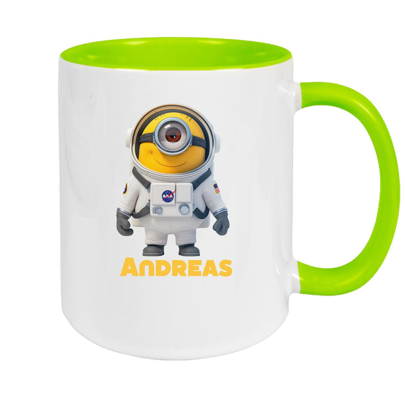 Tasse Minions Kinder Minion 3 Astronaut Wunschname Keramik Kinderbecher personalisiert versch. Farben