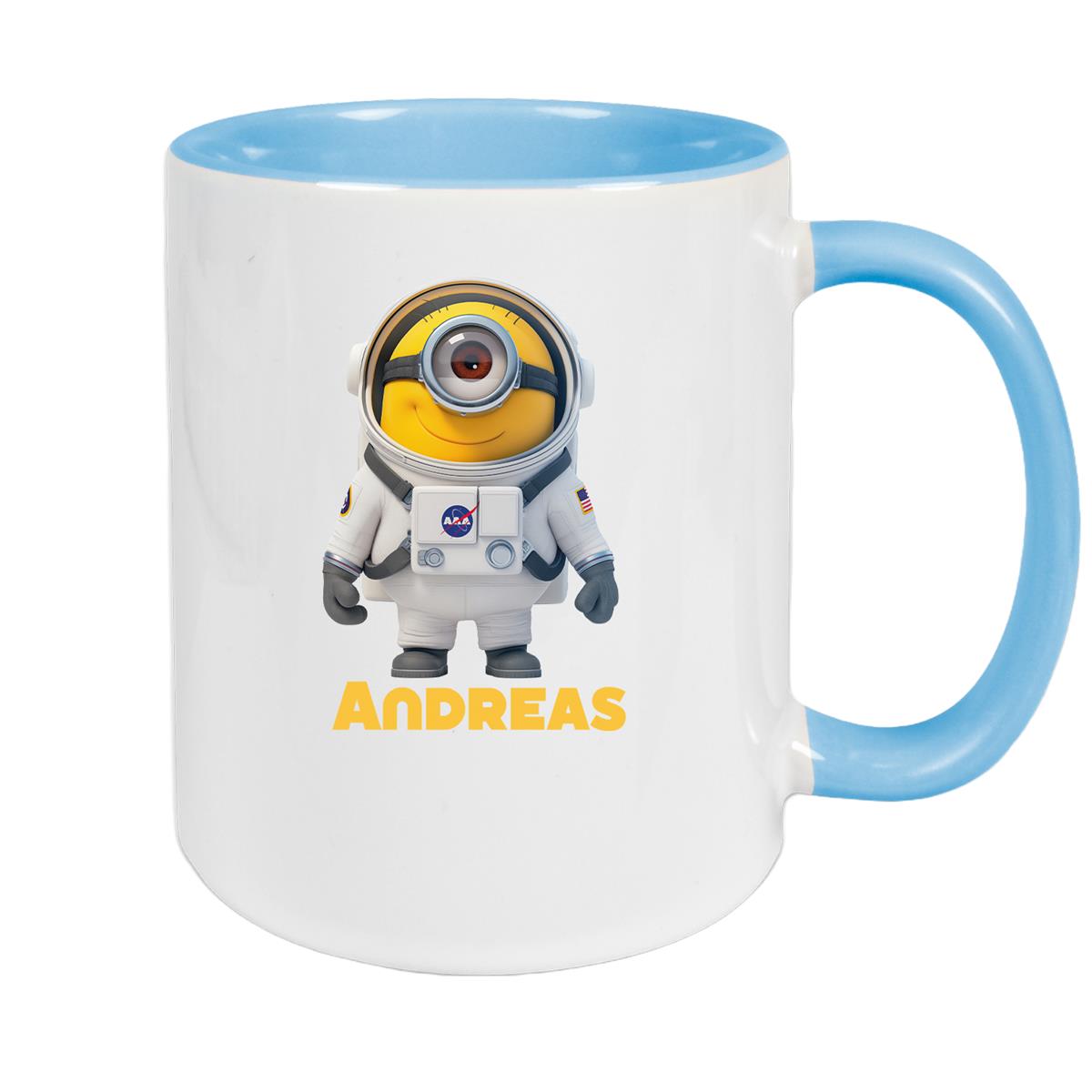 Tasse Minions Kinder Minion 3 Astronaut Wunschname Keramik Kinderbecher personalisiert versch. Farben