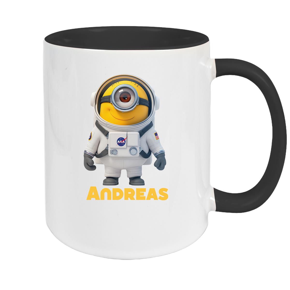 Tasse Minions Kinder Minion 3 Astronaut Wunschname Keramik Kinderbecher personalisiert versch. Farben