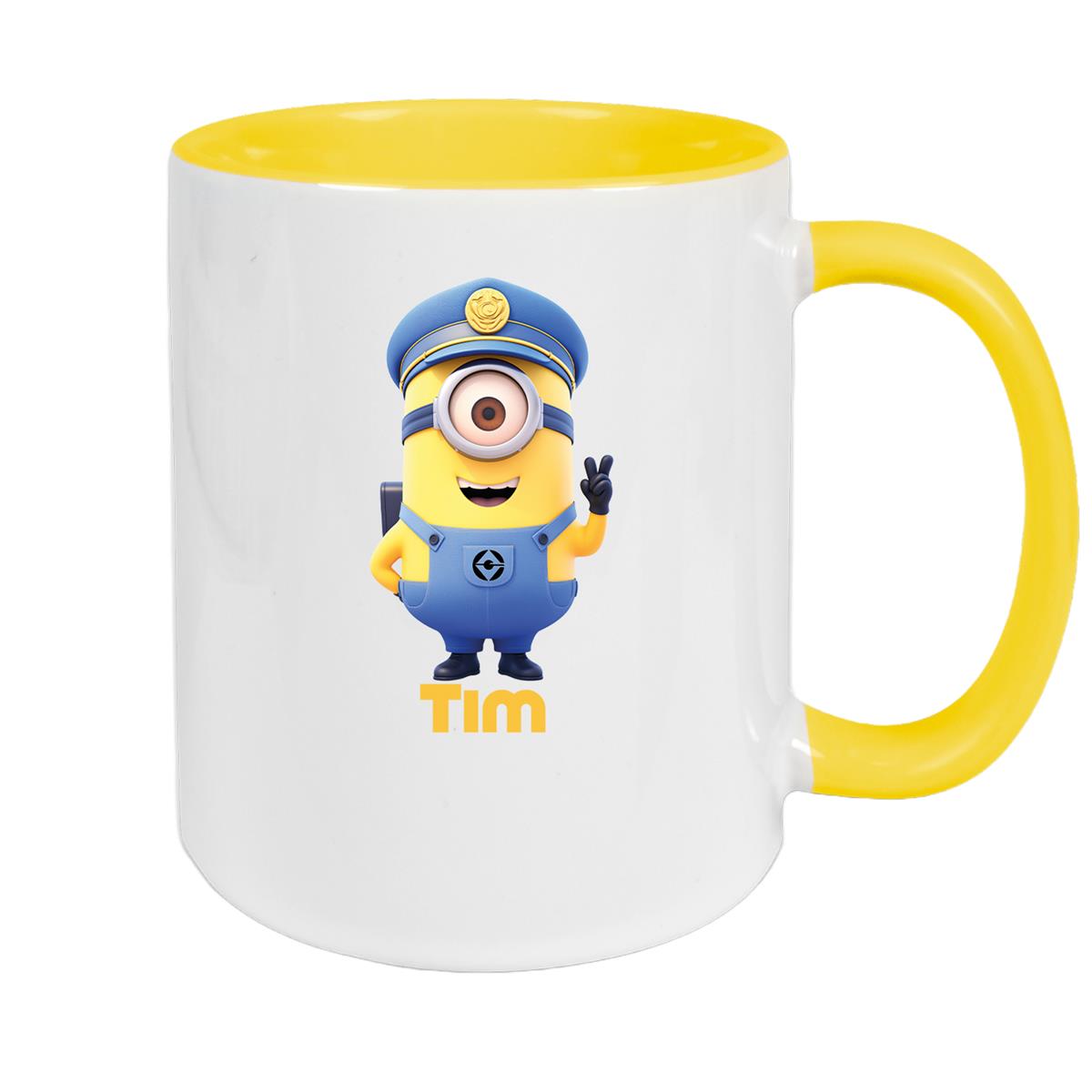 Tasse Minions Kinder Minion 5 Polizei Wunschname Keramik Kinderbecher personalisiert versch. Farben