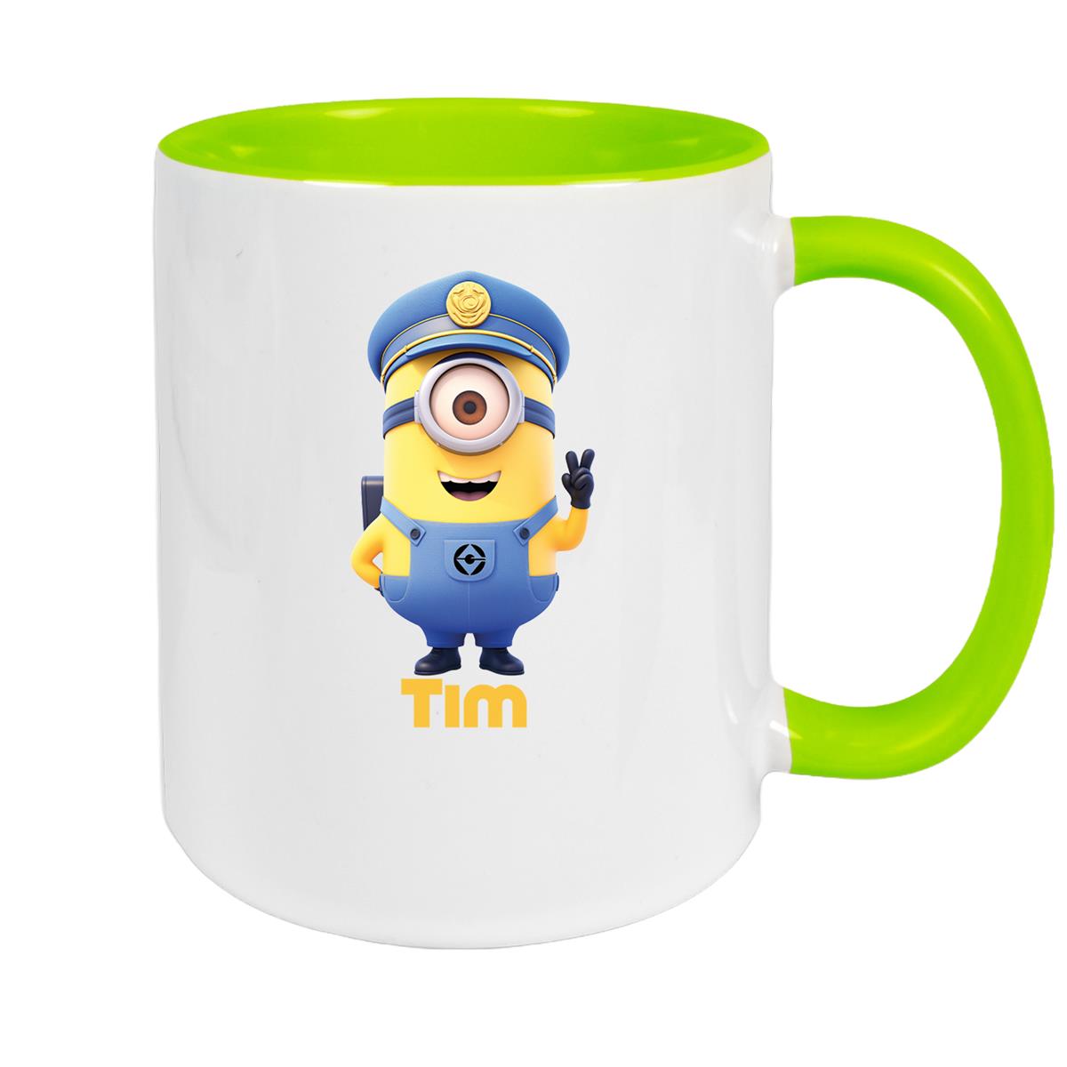 Tasse Minions Kinder Minion 5 Polizei Wunschname Keramik Kinderbecher personalisiert versch. Farben