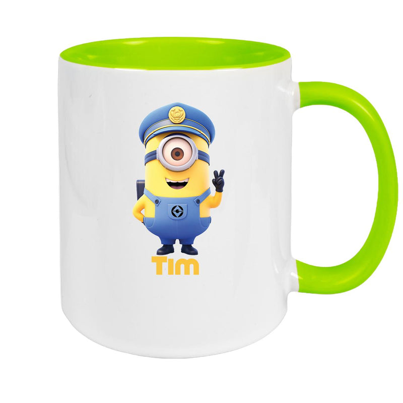 Tasse Minions Kinder Minion 5 Polizei Wunschname Keramik Kinderbecher personalisiert versch. Farben