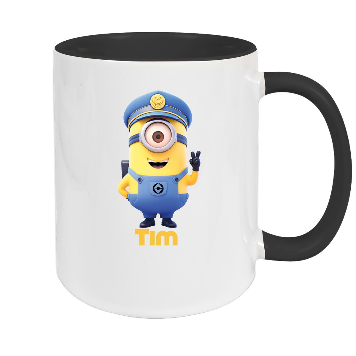 Tasse Minions Kinder Minion 5 Polizei Wunschname Keramik Kinderbecher personalisiert versch. Farben