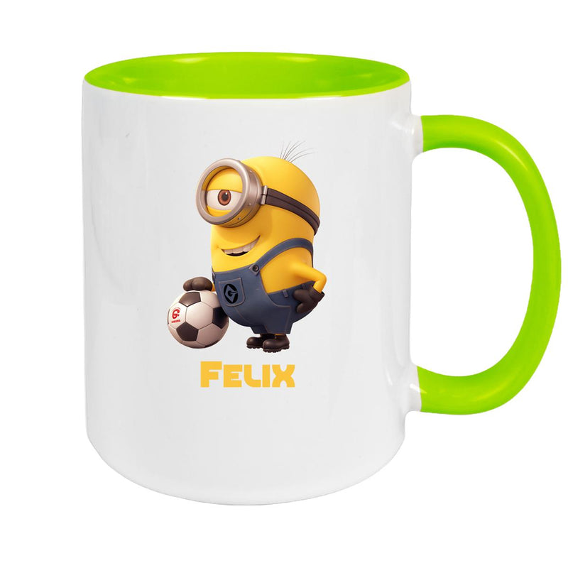 Tasse Minions Kinder Minion 8 Fußball Wunschname Keramik Kinderbecher personalisiert versch. Farben