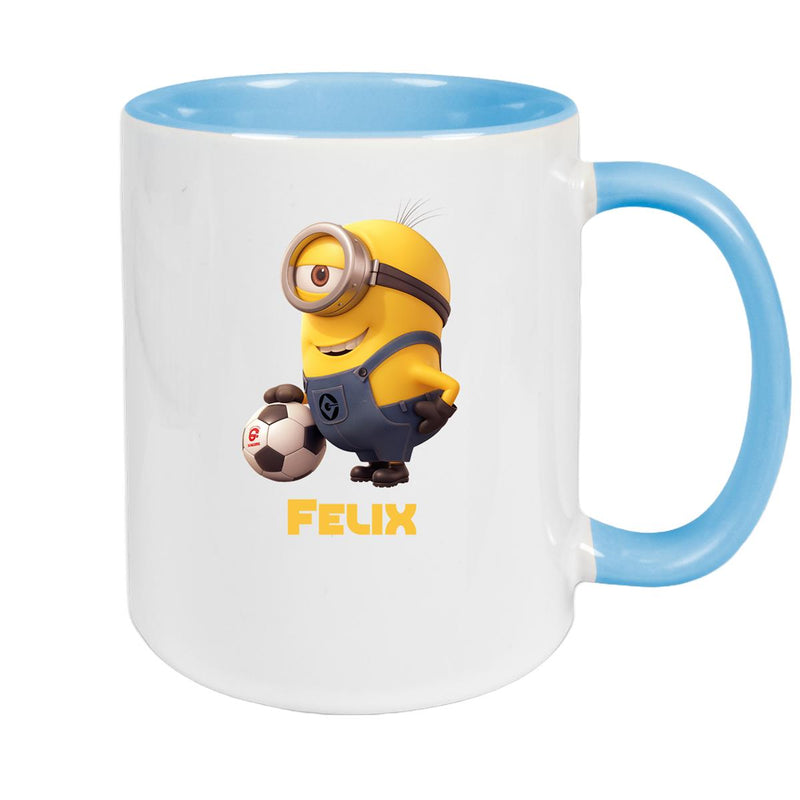 Tasse Minions Kinder Minion 8 Fußball Wunschname Keramik Kinderbecher personalisiert versch. Farben