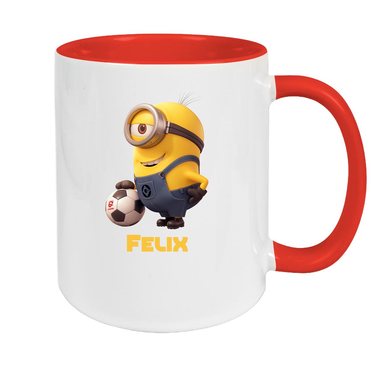 Tasse Minions Kinder Minion 8 Fußball Wunschname Keramik Kinderbecher personalisiert versch. Farben
