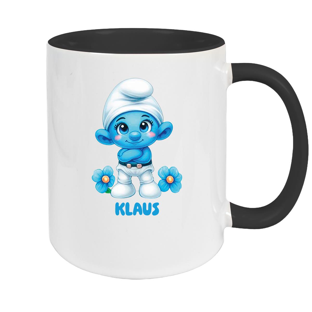Tasse Kinder Schlumpf 3 Wunschname Keramik Kinderbecher personalisiert versch. Farben