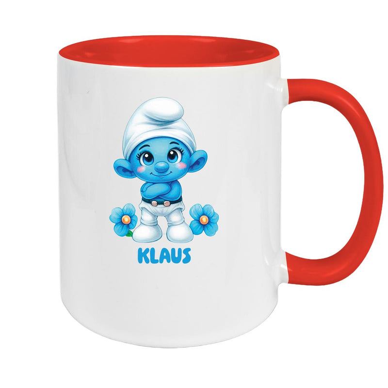 Tasse Kinder Schlumpf 3 Wunschname Keramik Kinderbecher personalisiert versch. Farben