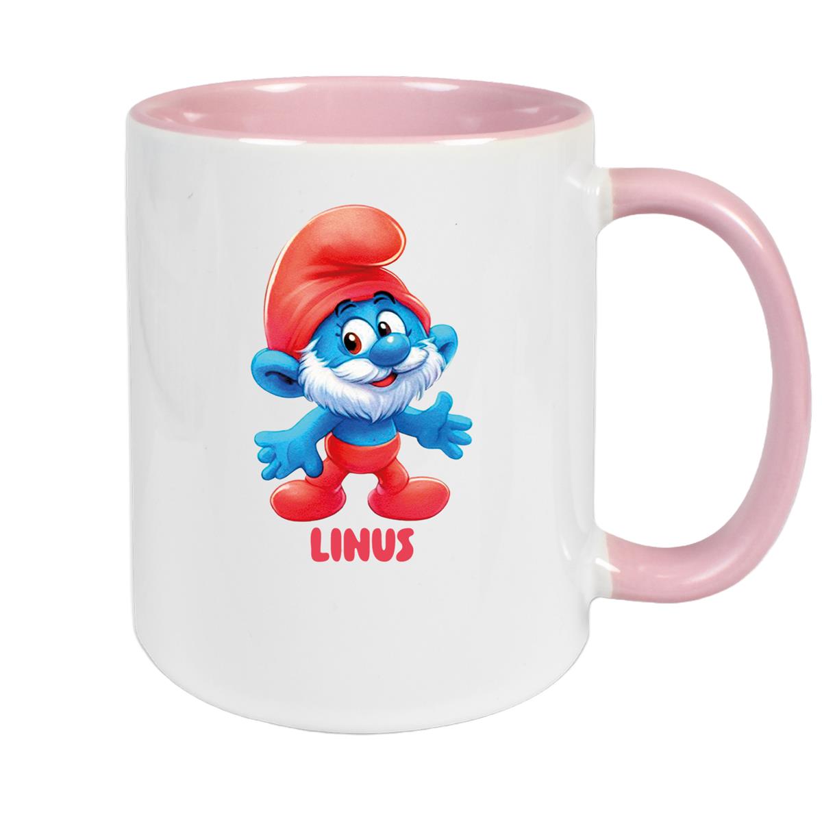 Tasse Kinder Schlumpf 4 Papa Schlumpf Wunschname Keramik Kinderbecher personalisiert versch. Farben