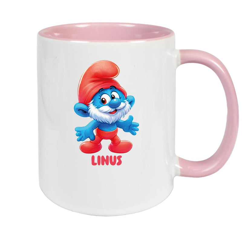 Tasse Kinder Schlumpf 4 Papa Schlumpf Wunschname Keramik Kinderbecher personalisiert versch. Farben