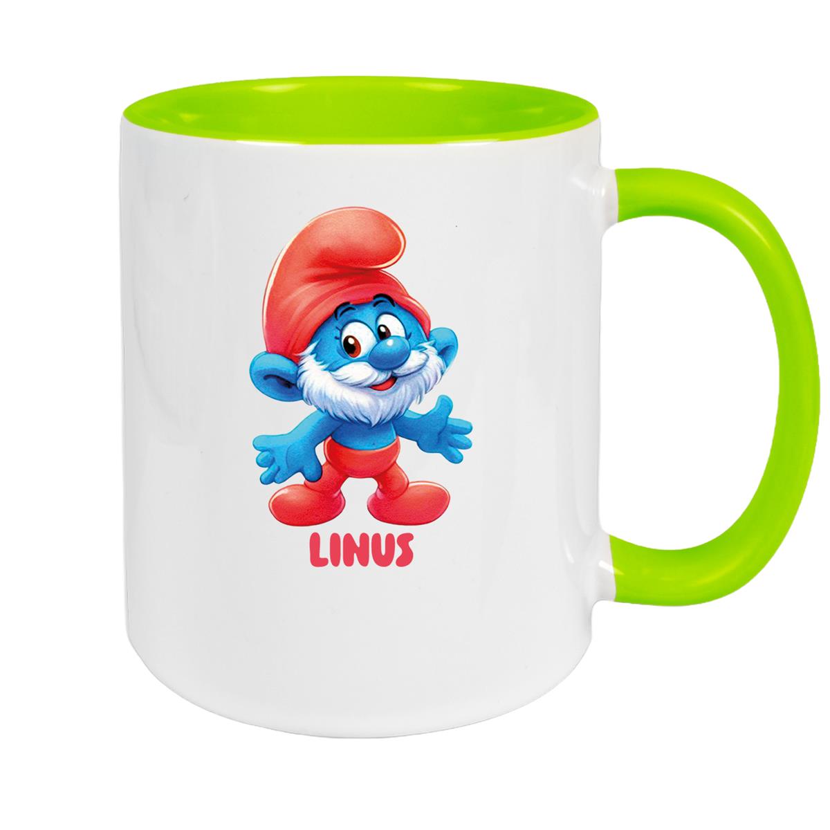 Tasse Kinder Schlumpf 4 Papa Schlumpf Wunschname Keramik Kinderbecher personalisiert versch. Farben