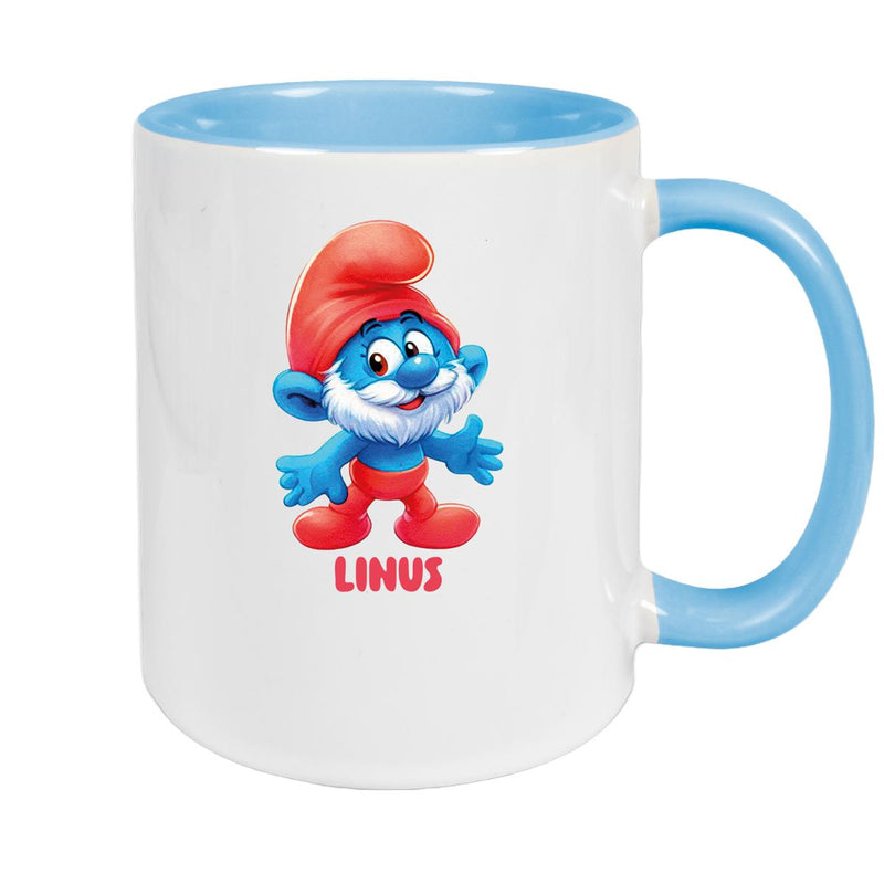 Tasse Kinder Schlumpf 4 Papa Schlumpf Wunschname Keramik Kinderbecher personalisiert versch. Farben