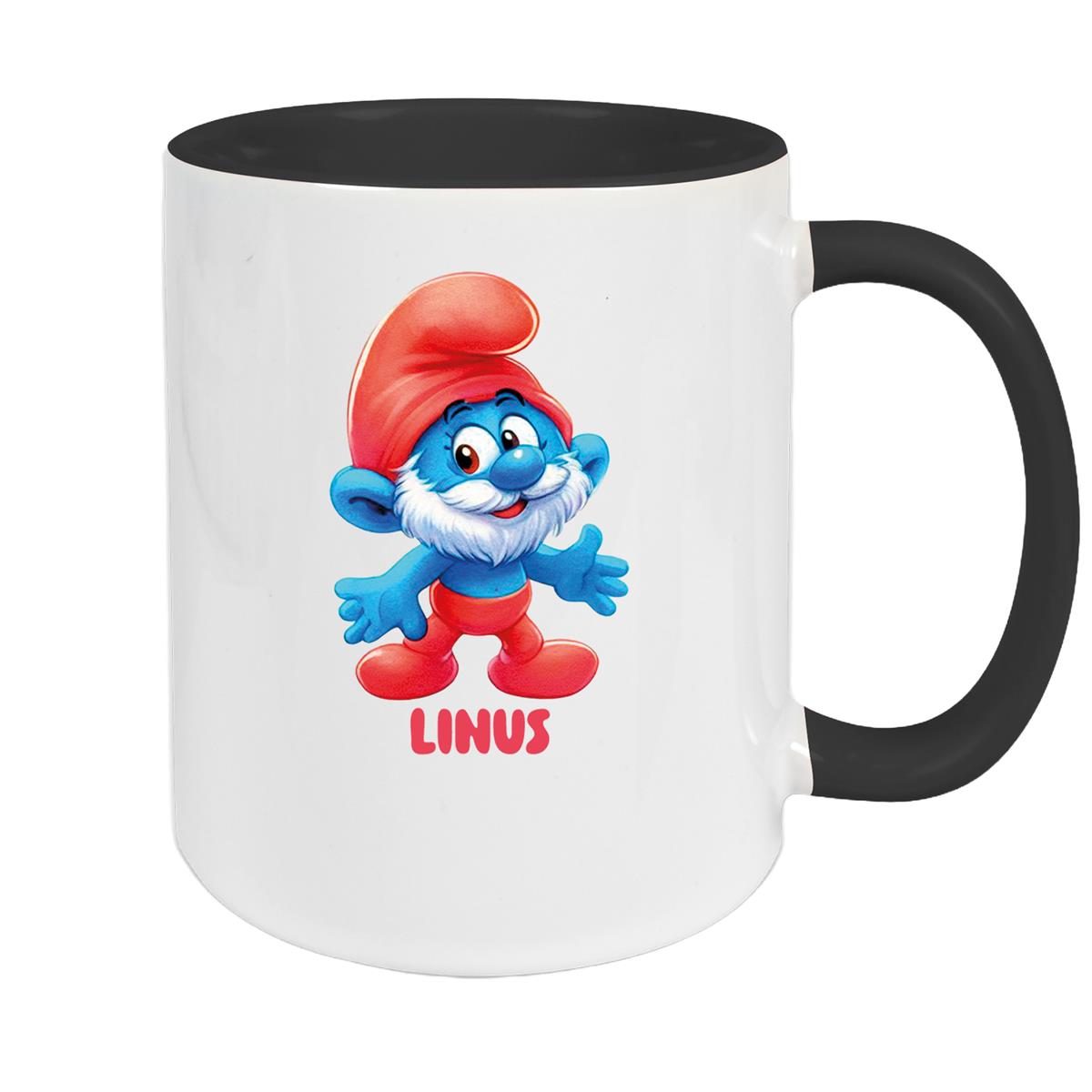 Tasse Kinder Schlumpf 4 Papa Schlumpf Wunschname Keramik Kinderbecher personalisiert versch. Farben