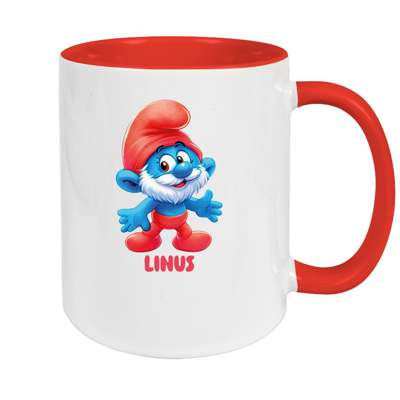 Tasse Kinder Schlumpf 4 Papa Schlumpf Wunschname Keramik Kinderbecher personalisiert versch. Farben