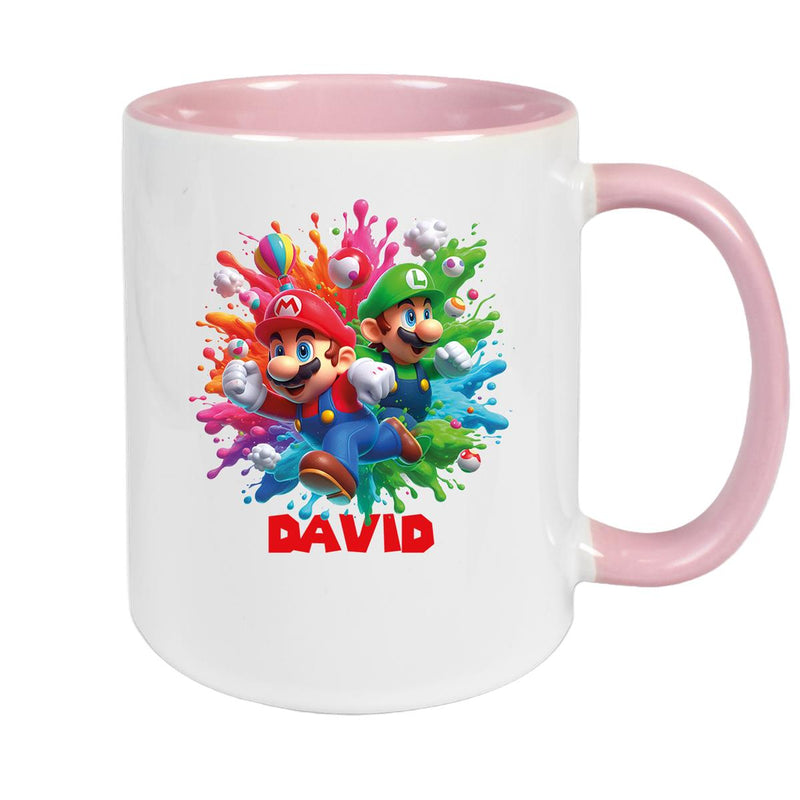 Tasse Wunschname Super-Mario 1 Keramik Kinderbecher personalisiert versch. Farben