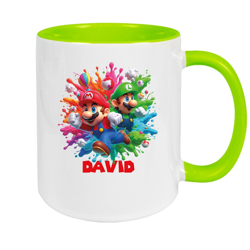 Tasse Wunschname Super-Mario 1 Keramik Kinderbecher personalisiert versch. Farben