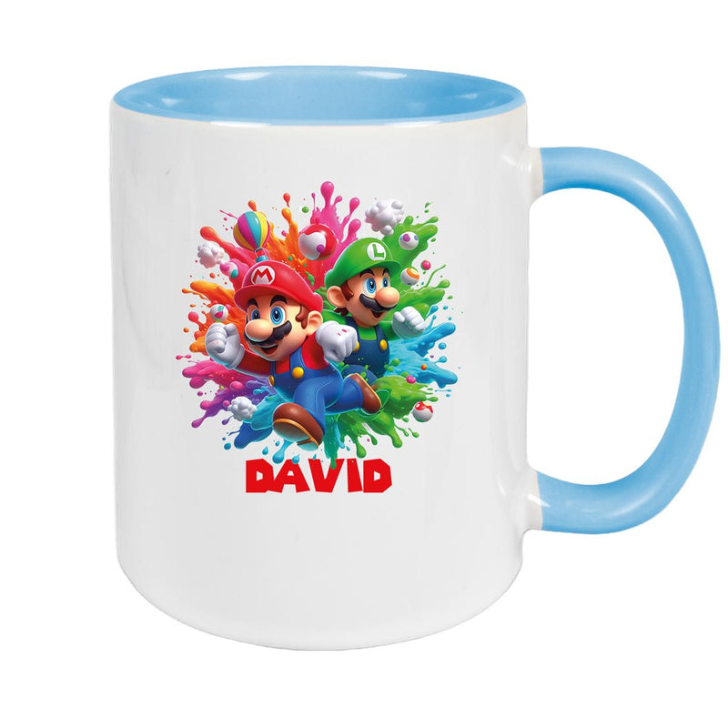 Tasse Wunschname Super-Mario 1 Keramik Kinderbecher personalisiert versch. Farben