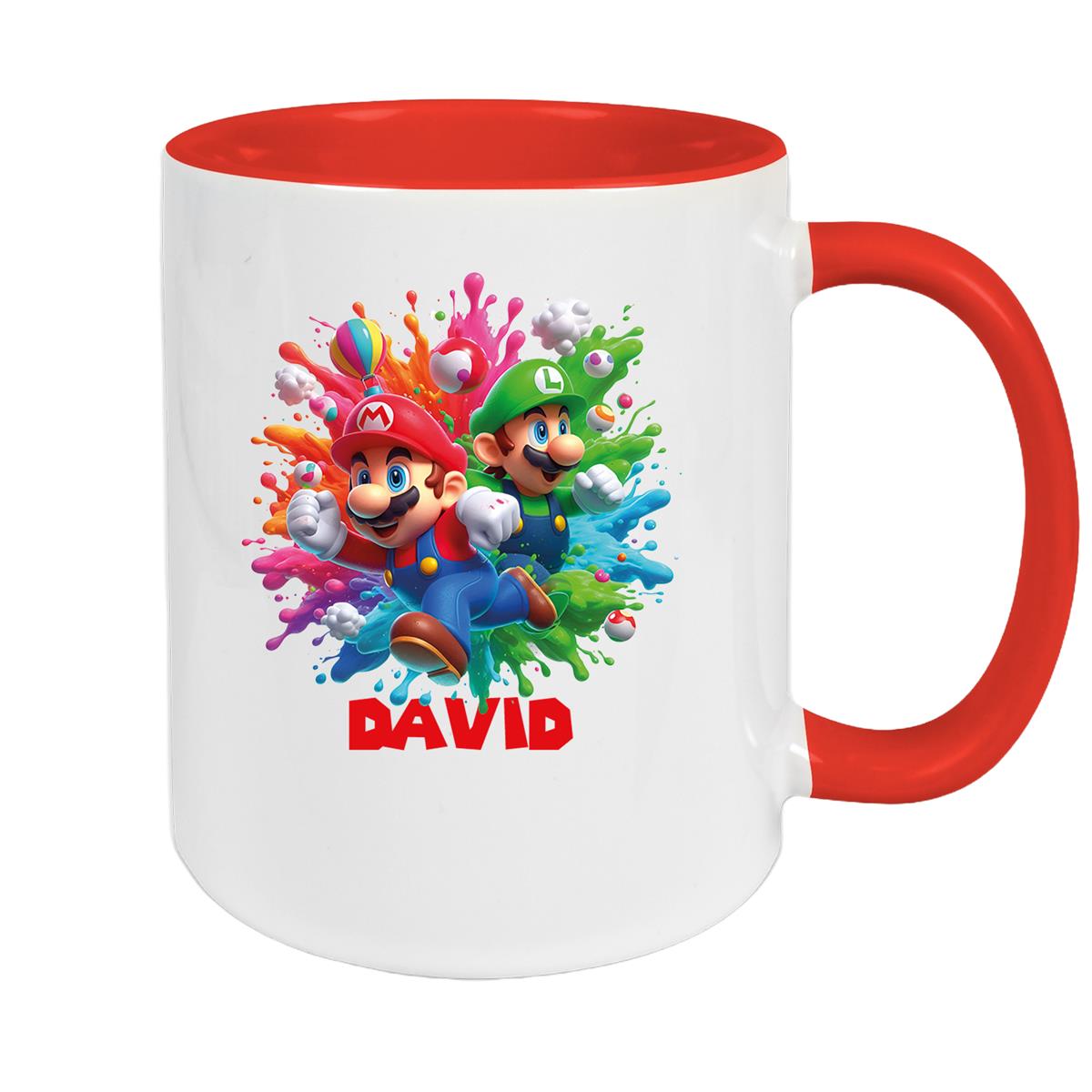 Tasse Wunschname Super-Mario 1 Keramik Kinderbecher personalisiert versch. Farben