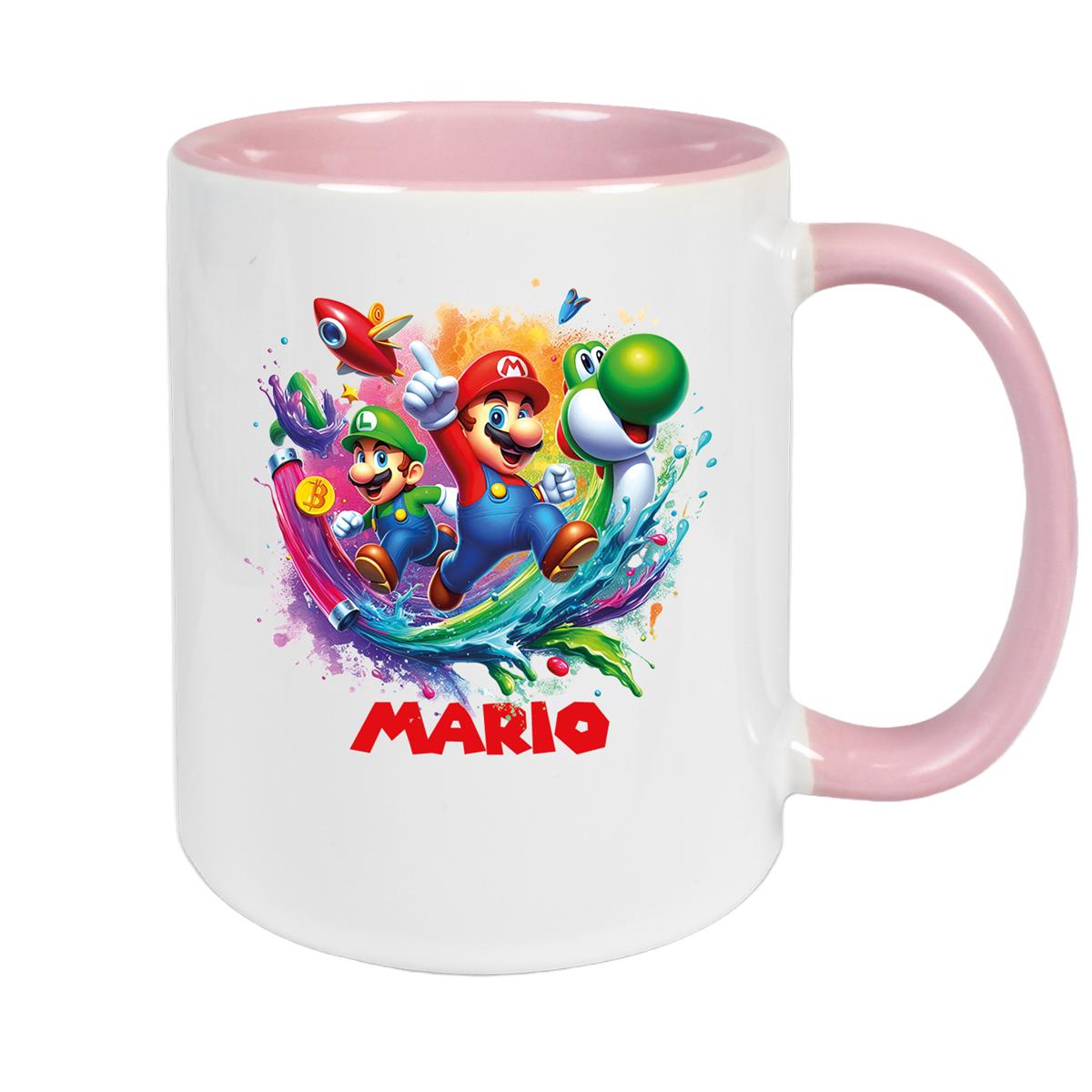 Tasse Wunschname Super-Mario 2 Keramik Kinderbecher personalisiert versch. Farben
