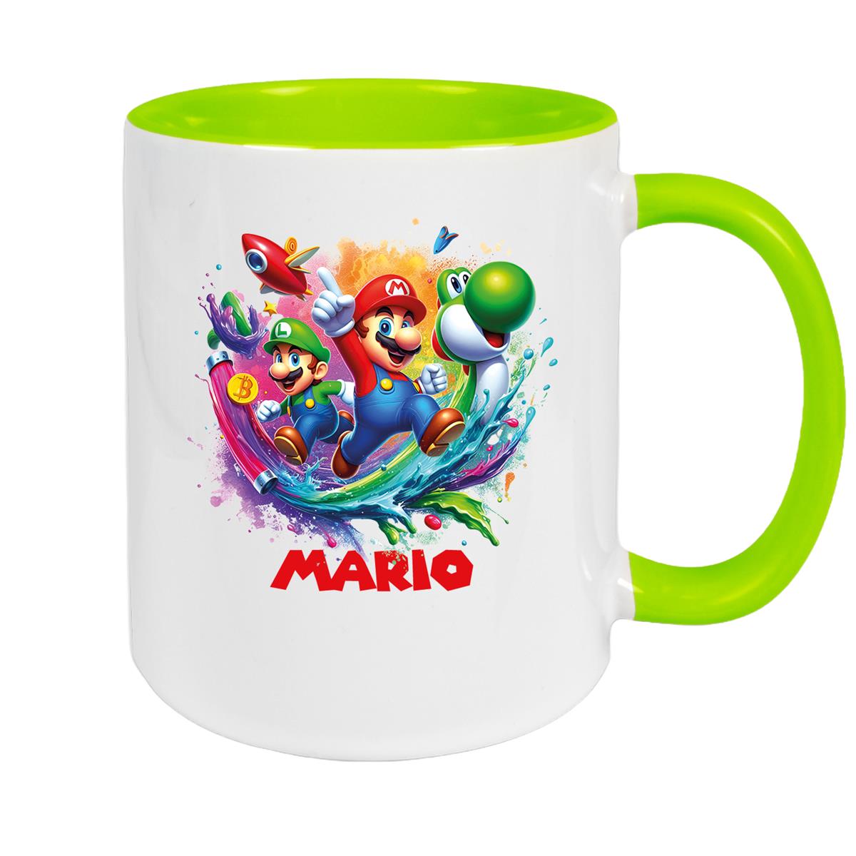 Tasse Wunschname Super-Mario 2 Keramik Kinderbecher personalisiert versch. Farben