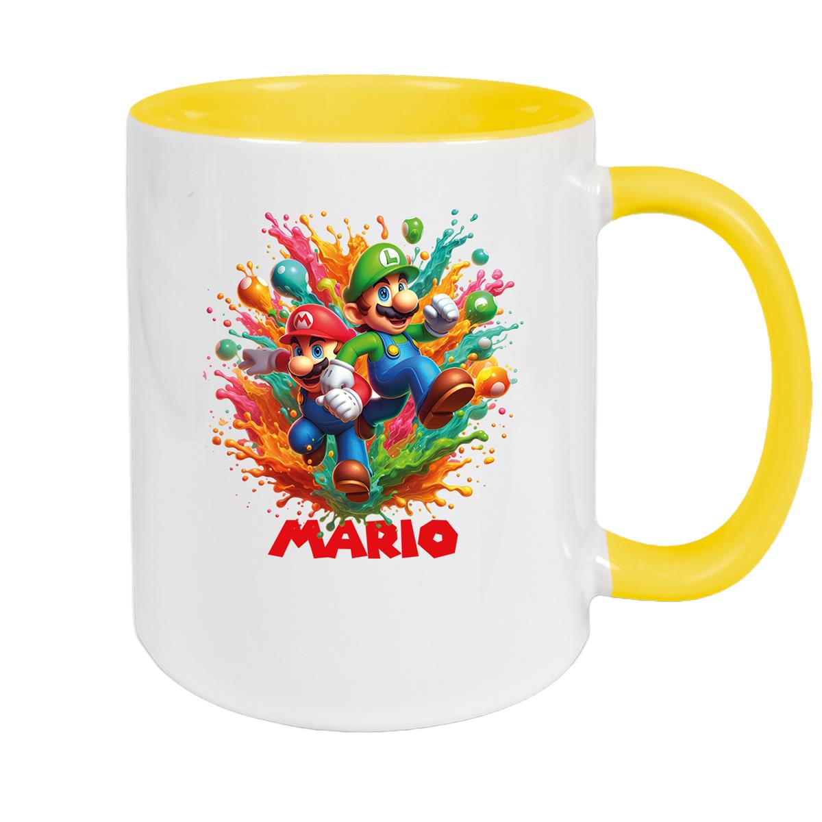 Tasse Wunschname Super-Mario 4 Keramik Kinderbecher personalisiert versch. Farben