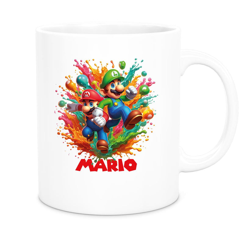 Tasse Wunschname Super-Mario 4 Keramik Kinderbecher personalisiert versch. Farben