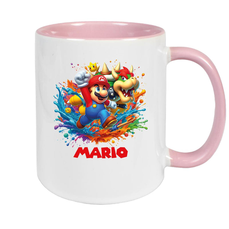 Tasse Wunschname Super-Mario 5 Keramik Kinderbecher personalisiert versch. Farben