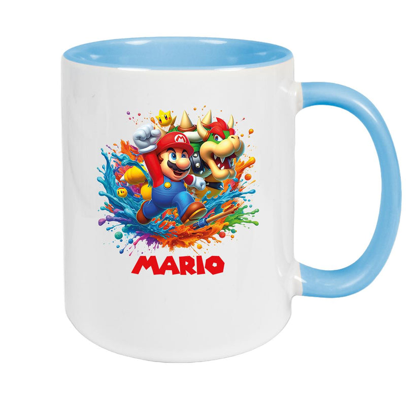 Tasse Wunschname Super-Mario 5 Keramik Kinderbecher personalisiert versch. Farben