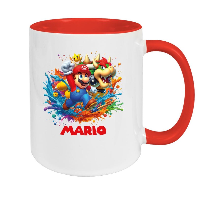 Tasse Wunschname Super-Mario 5 Keramik Kinderbecher personalisiert versch. Farben