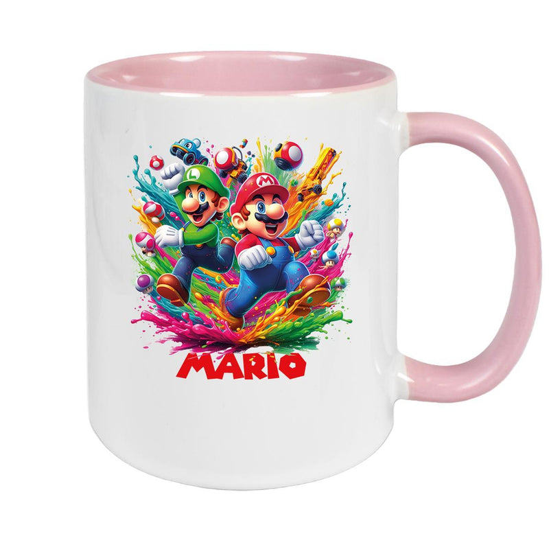 Tasse Wunschname Super-Mario 6 Keramik Kinderbecher personalisiert versch. Farben