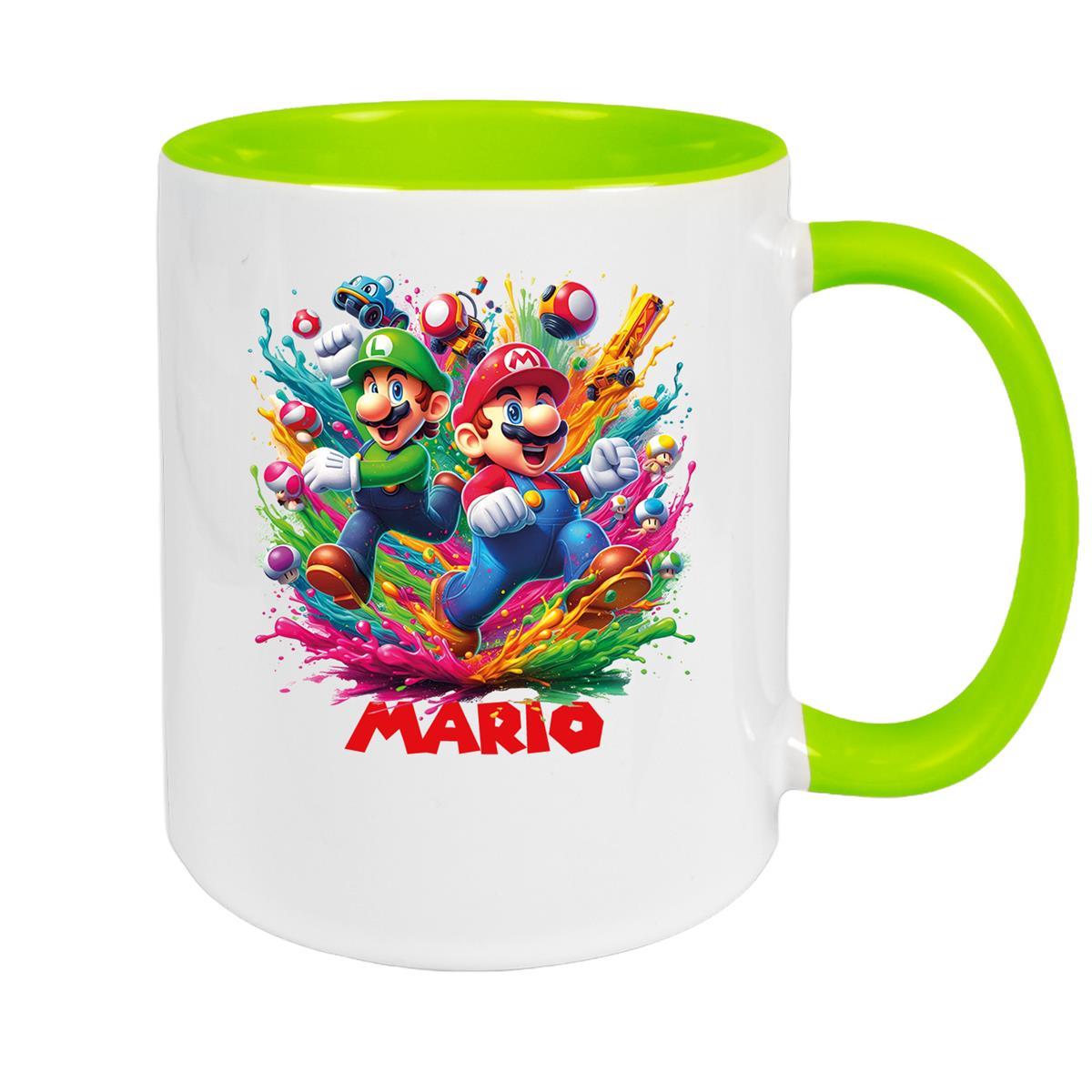 Tasse Wunschname Super-Mario 6 Keramik Kinderbecher personalisiert versch. Farben